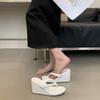 Round head casual fashion high heels sandals small pinch feet women thick-soled wedge heel flip-flops