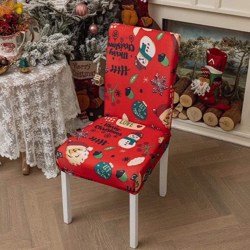 Christmas Chair Covers for Dining Room Kitchen Party Hotel Banquet Restaurant Office Stretch Seat Cover Housse De Chaise 1pc