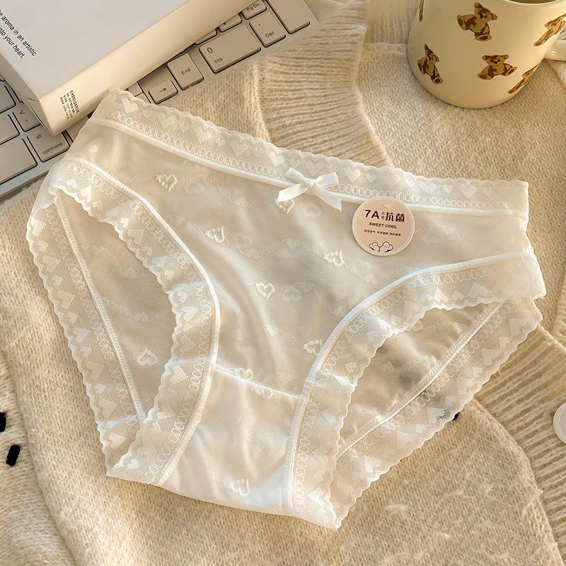

Women s Ice Silk Underwear Women s Cotton Antibacterial Crotch Low Waist Seamless Triangle Underwear M білий