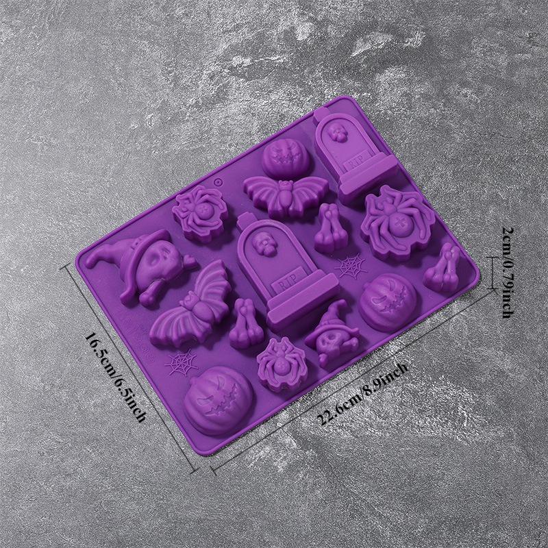 

Силиконовая форма для желе в виде привидения, форма для выпечки на Хэллоуин для шоколадных конфет, мармелада, мелков, сделай сам, летучая мышь, паук, череп, форма для мусса, мастики