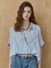 MAXZA Soft Cotton Blend Loose Fit Striped Shirt Blouse