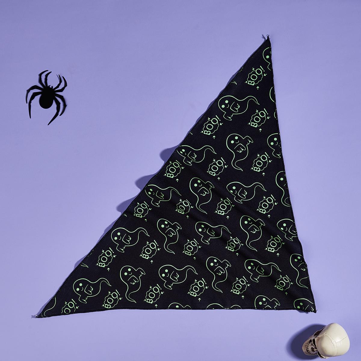 

Soft Dog Bandana with Cute Ghost and BOO Lettters Printed,Triangle Scarf for Puppy Small Dog, Pet Kerchief for Small Medium Dogs S чёрный