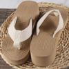 Women's Summer Non-Slip White Wedge Flip-Flops: Fashionable Thick-Soled EVA Slippers for Beach with Height Increase