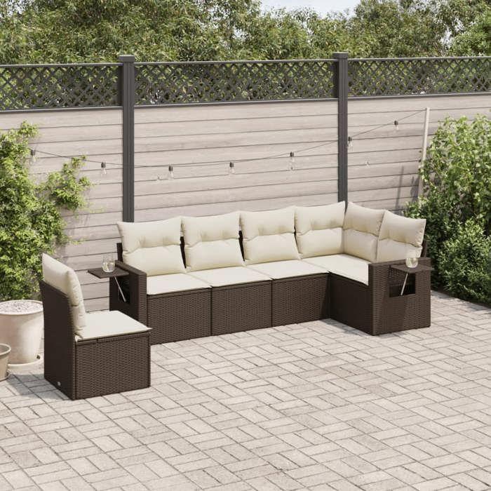 VidaXL Garden Lounge Set with Cushions 6 Pcs, Patio Sofas, Patio Furniture Set, Outdoor Furniture, Brown 3252570