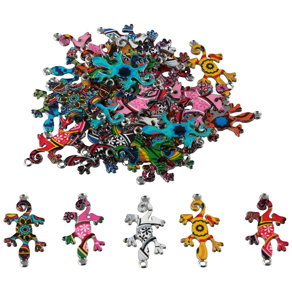 

Bracelet Making Mixed Color Gecko Charm Connector Alloy Decorative Gecko Charms Pendant Animal Pendant DIY Accessories