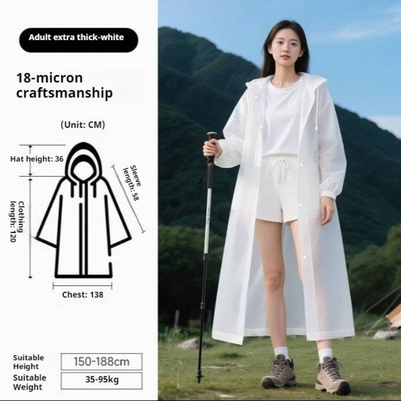 EVA Reusable Long Rain Poncho - Thick Adult Raincoat for Outdoor Hiking, Travel, Cycling and Camping