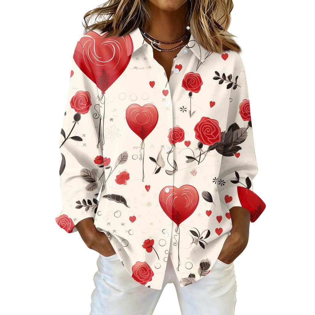 Women's Buttoned Long Sleeved Casual Regular Shirt With Collar Top