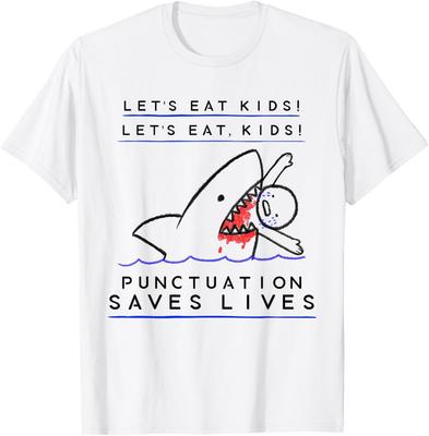 Sarcastic Grammar Punctuation Shark Illustration T-Shirt Unisex T-Shirt