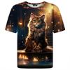 Funny Cartoon Cat 3d Print Short Sleeve Micro Elastic Breath Streetwear Summer Casual Oversized Men's and Women's Unisex T-shirts