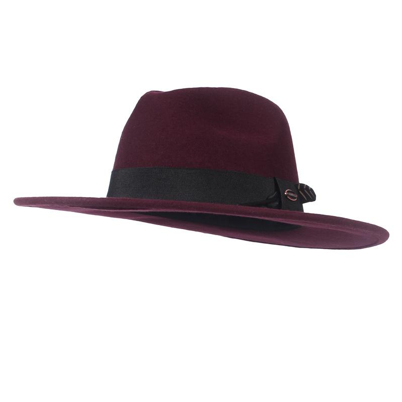 100% Wool Felt Fedora Hat Women 