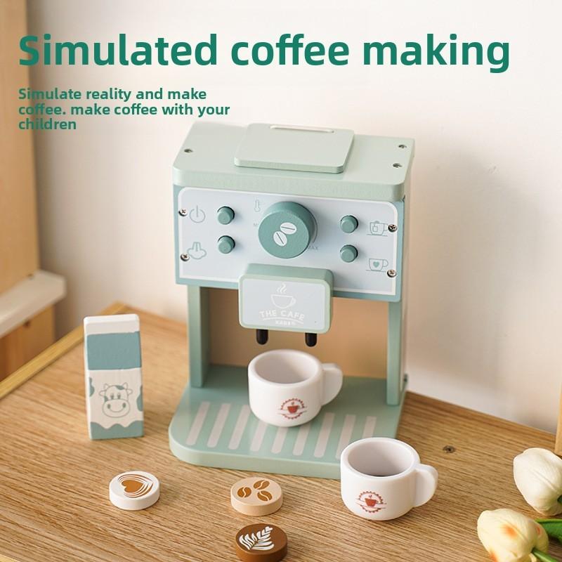 Wooden Childrens Play Kitchen Coffee Maker Toy For Early Education Fun And