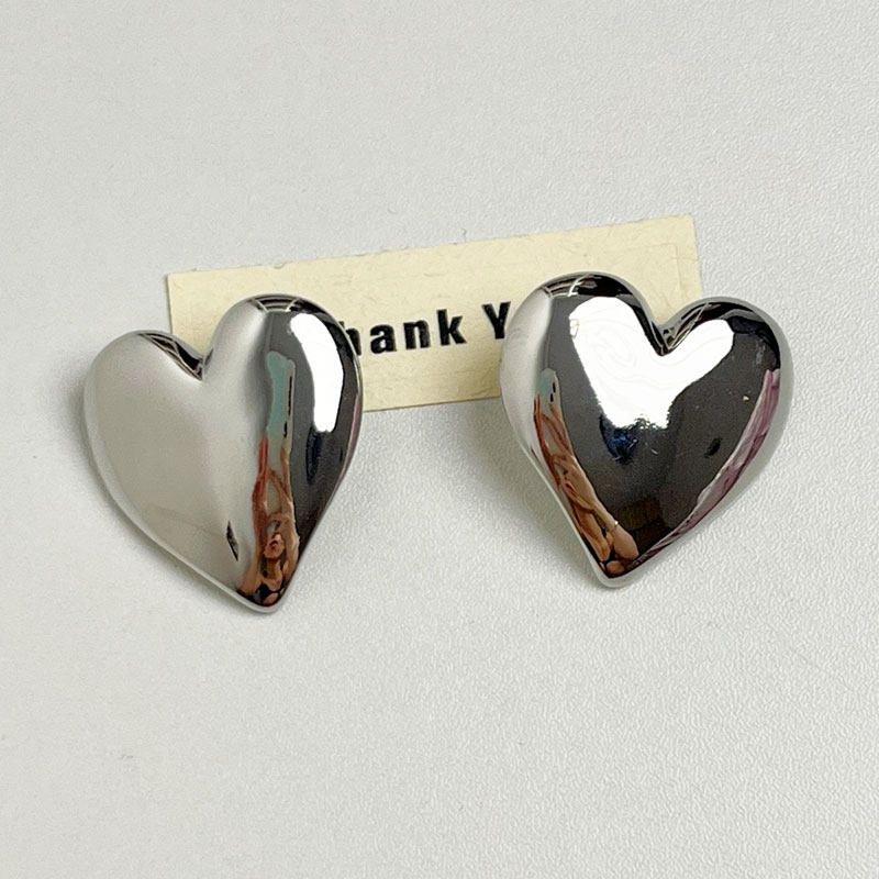 Niche Style Exaggerated Glossy Big Love Heart Online Red Hot-Selling Earrings