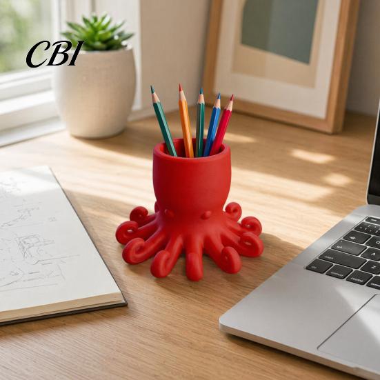 Pen Holder 3D Printed Holder, Octopus Shape Pencil Cup, Cute Creative Stand Ocean Animal Desktop Organizer for Home Office Accessory