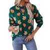 Damen Eleganter Pullover mit Herbstblatt-Druck - Weicher Elastischer Langarm Rundhals Kapuzenpullover mit Herbstlaub-Muster