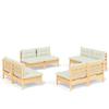 8 Piece Garden Lounge Set with Cream Cushions Pine Wood