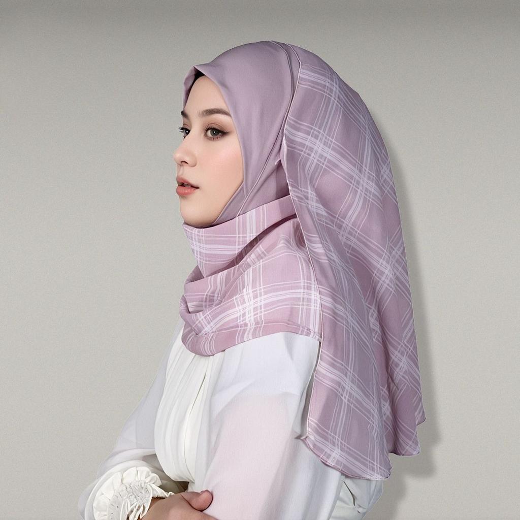 Hijabs Women Muslim Plaid Chiffon Scarf Sweet College Style Plaid Yarn Headscarf Sunscreen Shawl