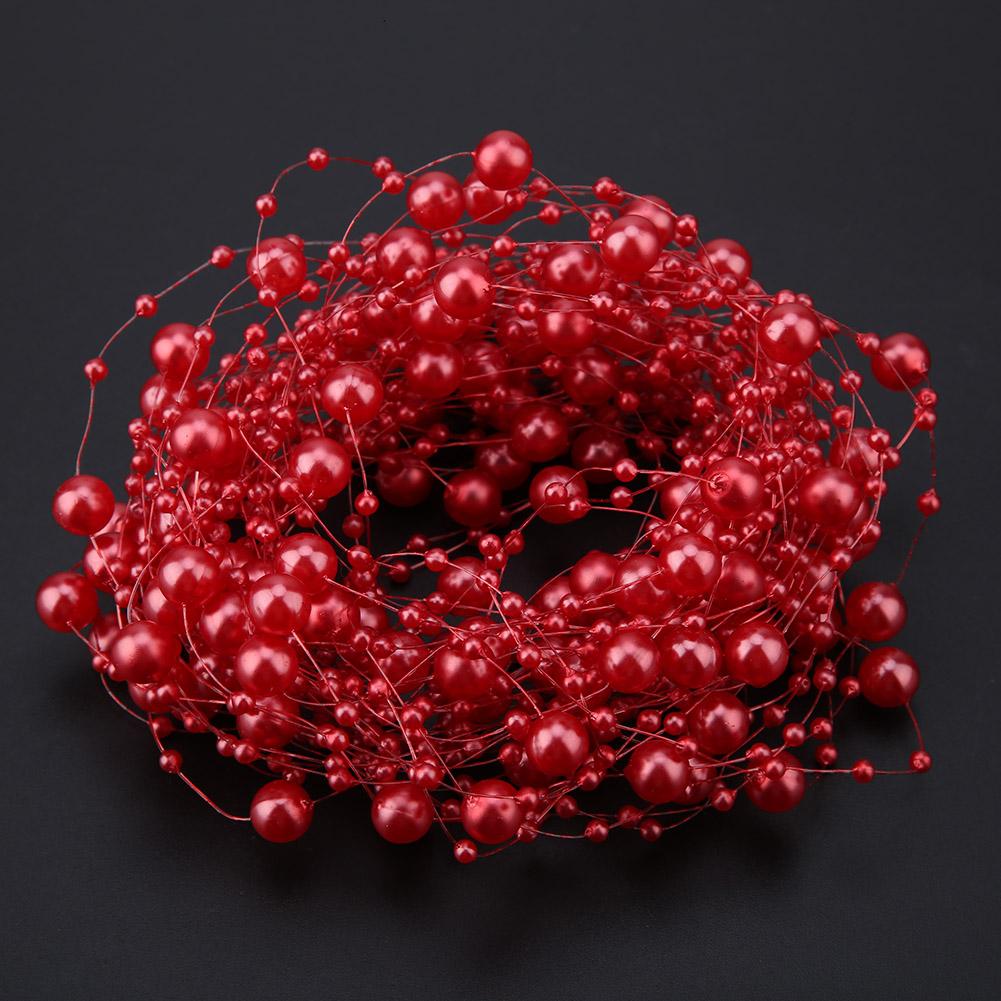 10M Fishing Thread Artificial Pearls Beads Chain   Wedding Party Decoration (white)