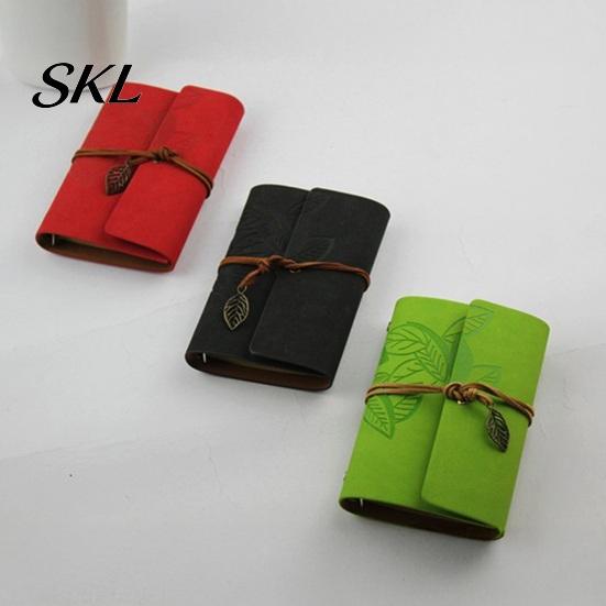 Unique Strap Pendant Notebook Vintage Faux Leather Journal, A5 A6 A7 6 Ring Loose-Leaf Retro Design Journal with Metal Leaf for Writing, Sketching,