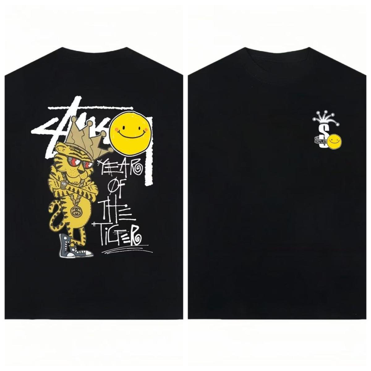 

2025 Summer and autumn American retro cartoon tiger print T-shirt loose and casual short-sleeved men s and womens sportswear top 4XL