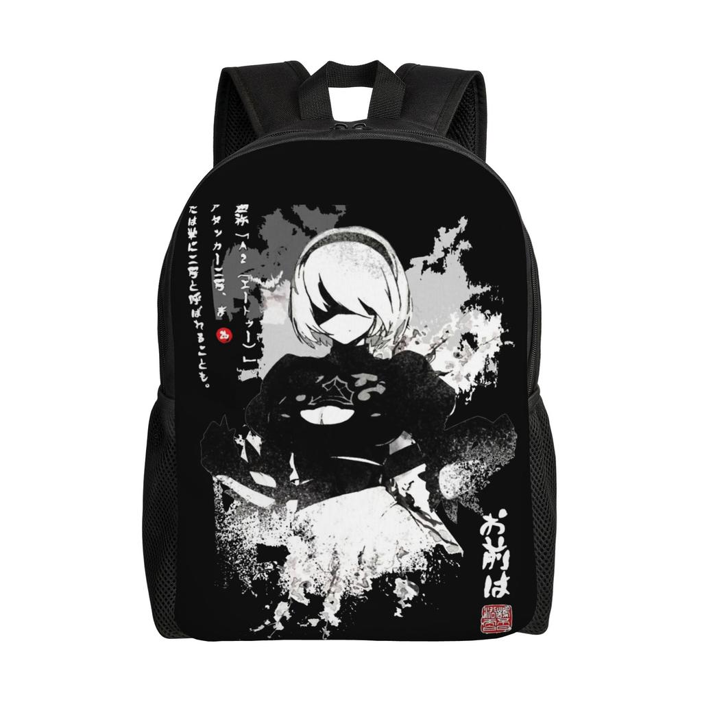 NieRs 2B Japan Ink AO DEN Backpack for Men Women Teenage High School Business Daypack Laptop Shoulder Bag with Pocket