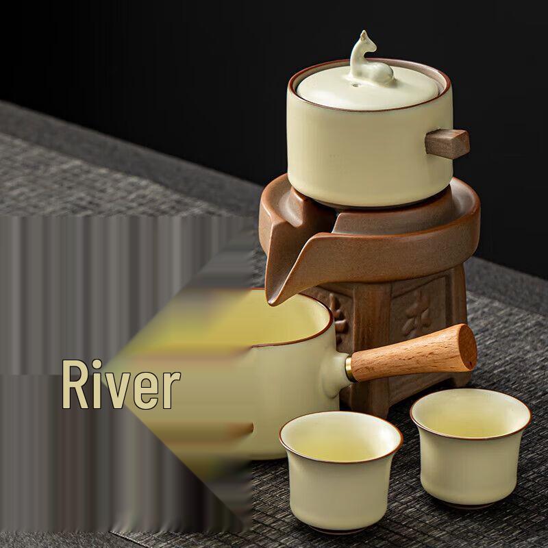 Ru Kiln Ceramic Automatic Stone Mill Kung Fu Tea Set
