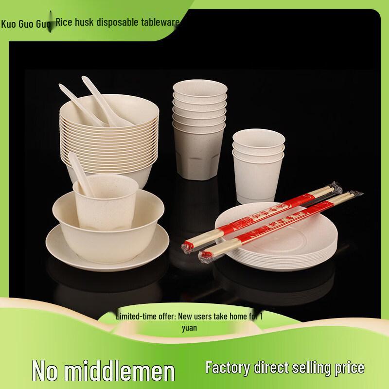ZISIZ Disposable Wheat Straw Tableware Set