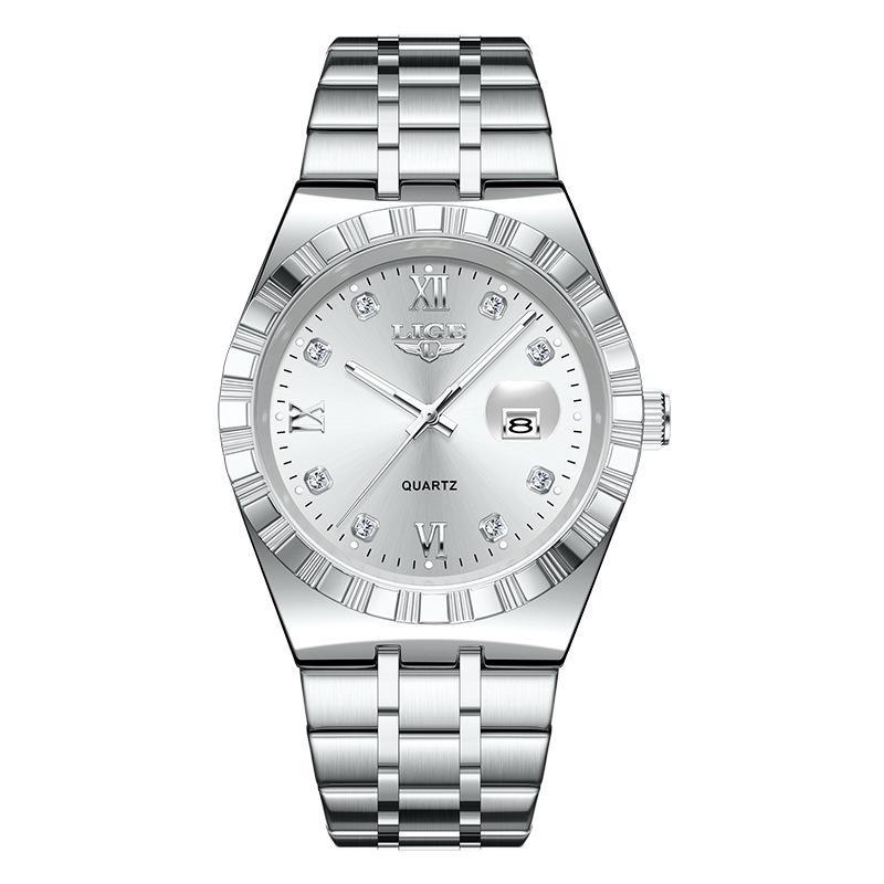 Herrenmode Businessuhr Herren Sport Schwarz Edelstahl Luxus Leuchtend Wasserdicht Herren Quarzuhren