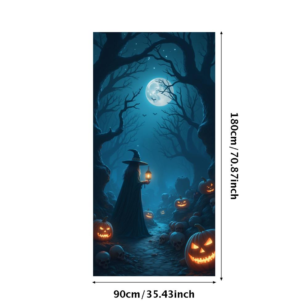 Forest Banner Full Moon Moonlight Banner Witch Banner Dark Forest For Scary Theme Party Haunted House Outdoor Decoration