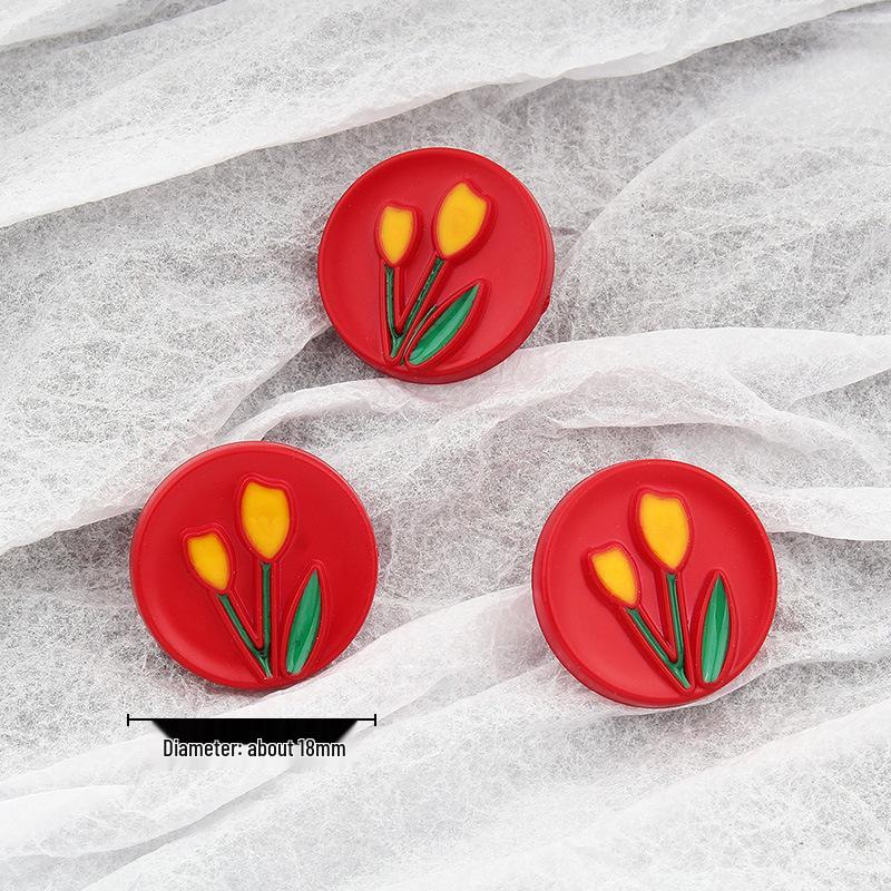 Children's Colorful Tulip Flower Button Cardigan Sweater Shirt