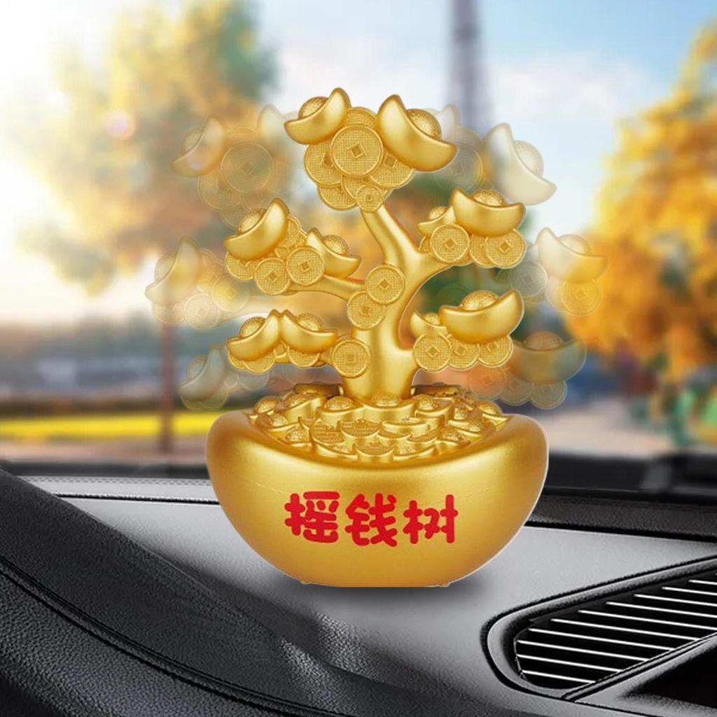 Car Dashboard Decorations Solar-Powered Shaking Money Tree Design Automotive Interior Decor Cute Dashboard Car Accessories