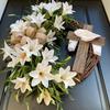 Lihui Easter Cross: Natural Vine Wreath with Artificial Flowers for Door Decoration and Mother's Day.