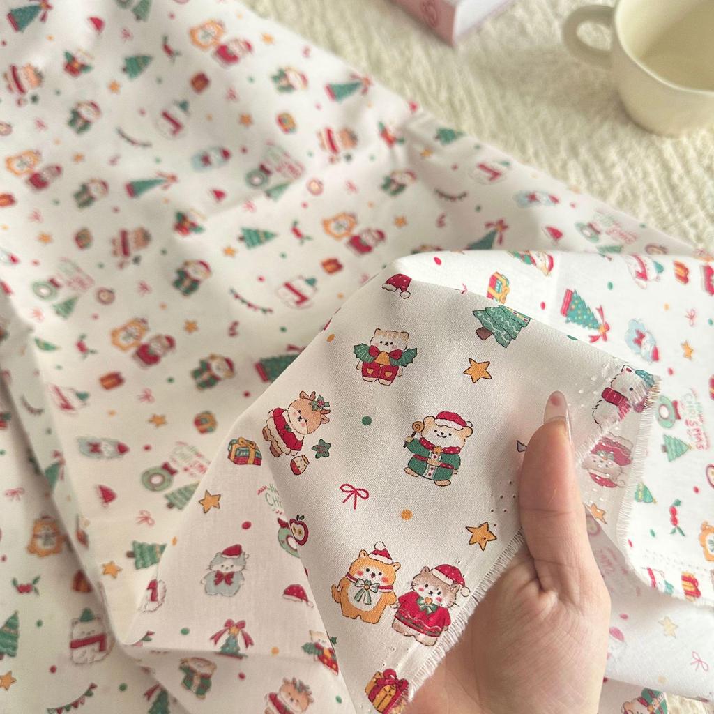 100% Хлопок Рождественский Котенок Пэчворк Ткань для Женской и Детской Домашней Одежды DIY