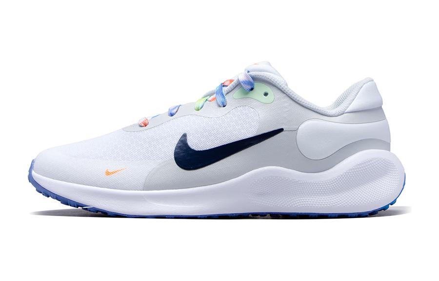 Nike REVOLUTION 7 GS Износостойкие Дышащие Низкие Детские Беговые Кроссовки Синий Белый FN4991-100 35.5