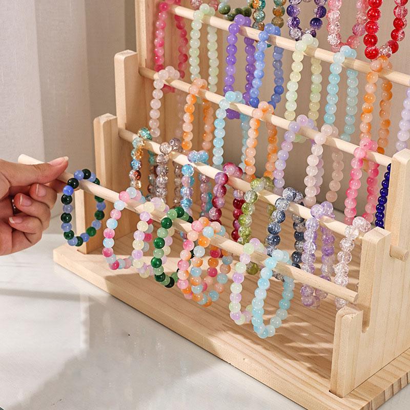 Wooden Ribbon Organizer Storage Display Stand Portable Tabletop Organizer Ribbon Spool Holder Rack for Home Cake Wrapping Gift