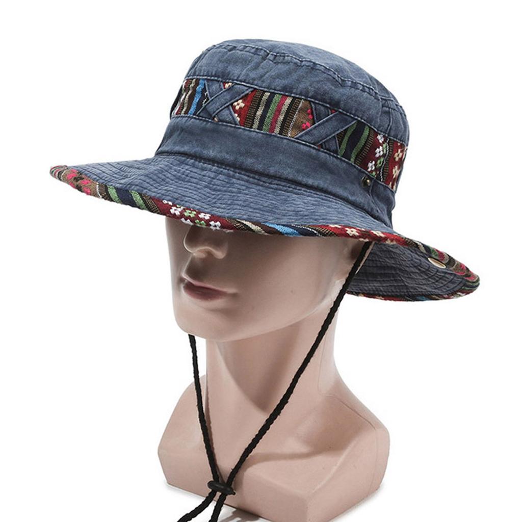 Cappello a Secchiello Stile Bohemien Cappello da Sole in Denim per Esterni Alpinismo Escursionismo Campeggio Unisex Stile Retrò Cappello da Pescatore Lavato