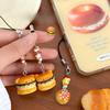 3 Pcs Burger Pendant Cartoon 3D Pendant for Cats and Puppies Mobile Phone Hanging Rope Student Keychain