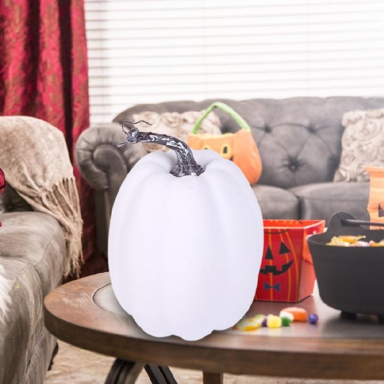 Realistic White Pumpkin for Thanksgiving Decoration, Basket Display, Artificial Pumpkins Fake Pumpkins