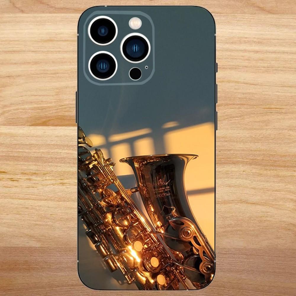 Saxophone Music Phone Case For iPhone 16,15,14,13,12,11,Mini,Pro,SE,MAX White Matte Shockproof Cover