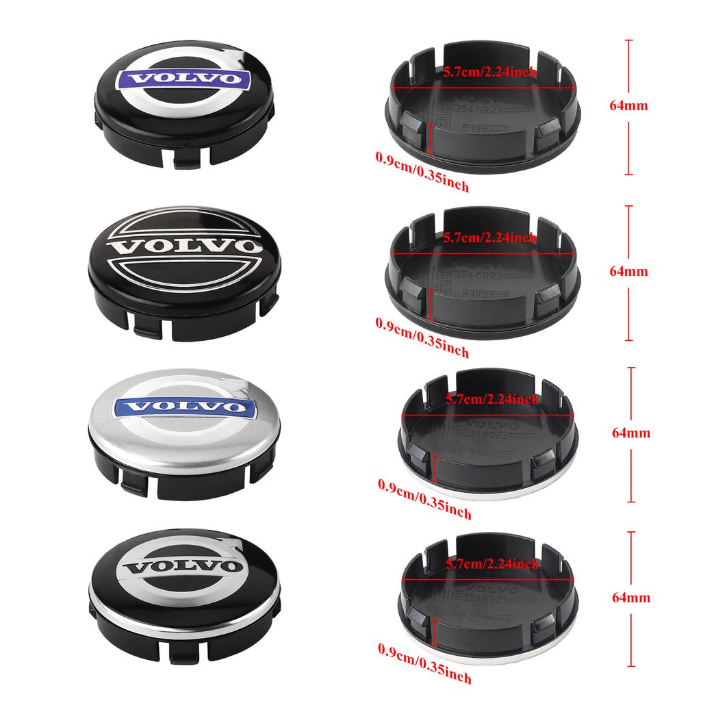 4 szt. 64 MM Oryginalna Środkowa Nakładka Koła Samochodowego Osłona Piasty Odznaka Dla Volvo Rdesign AWD C30 C70 S40 S60 S70 S80 S90 V40 Akcesoria Samochodowe