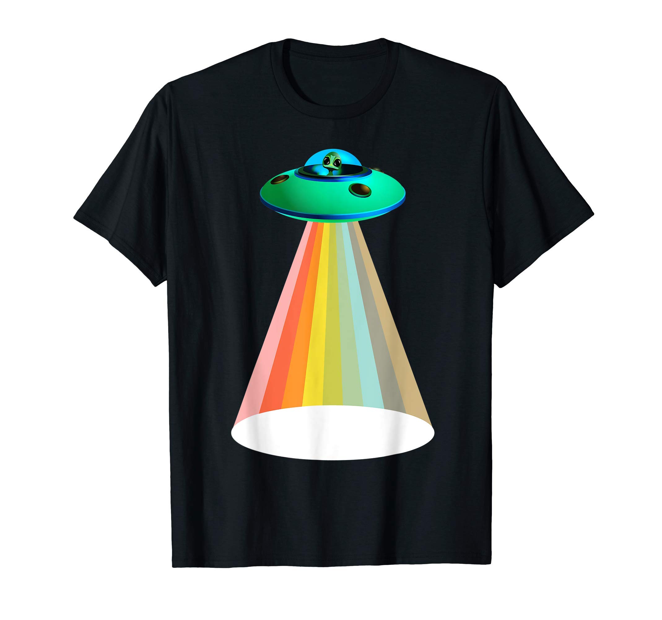 

UFO Alien Abduction Invasion Rainbow Beam Extraterrestrial Line T-shirt чорний