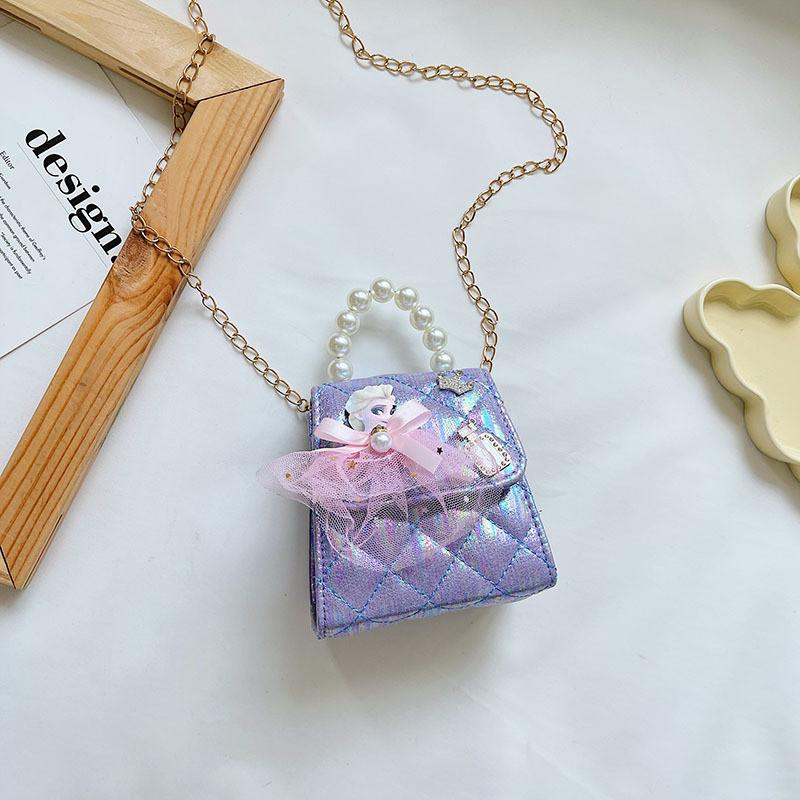 Fashionable Pu Leather Princess Crossbody Bag For Kids Featuring A Charming Rabbit Shape Princess Purple