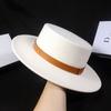 New white woolen top hat for women, British versatile flat top big eaves hat for children, autumn and winter trendy men
