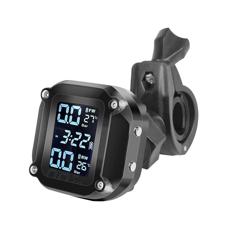 Motorcycle Wireless TPMS Real Time Alerts Waterproof LCD Display External Sensors Tire Pressure Temperature Monitoring System чёрный