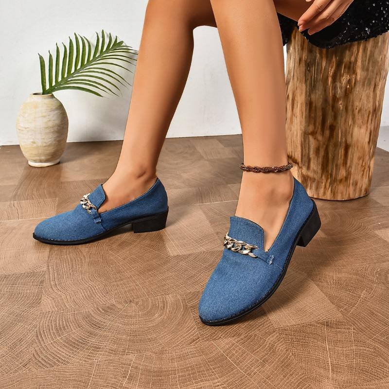 Autumn Large Size Single Shoes Women's New Flying Woven Shallow Mouth Chain One Pedal Outer Wear Casual Flat Shoes