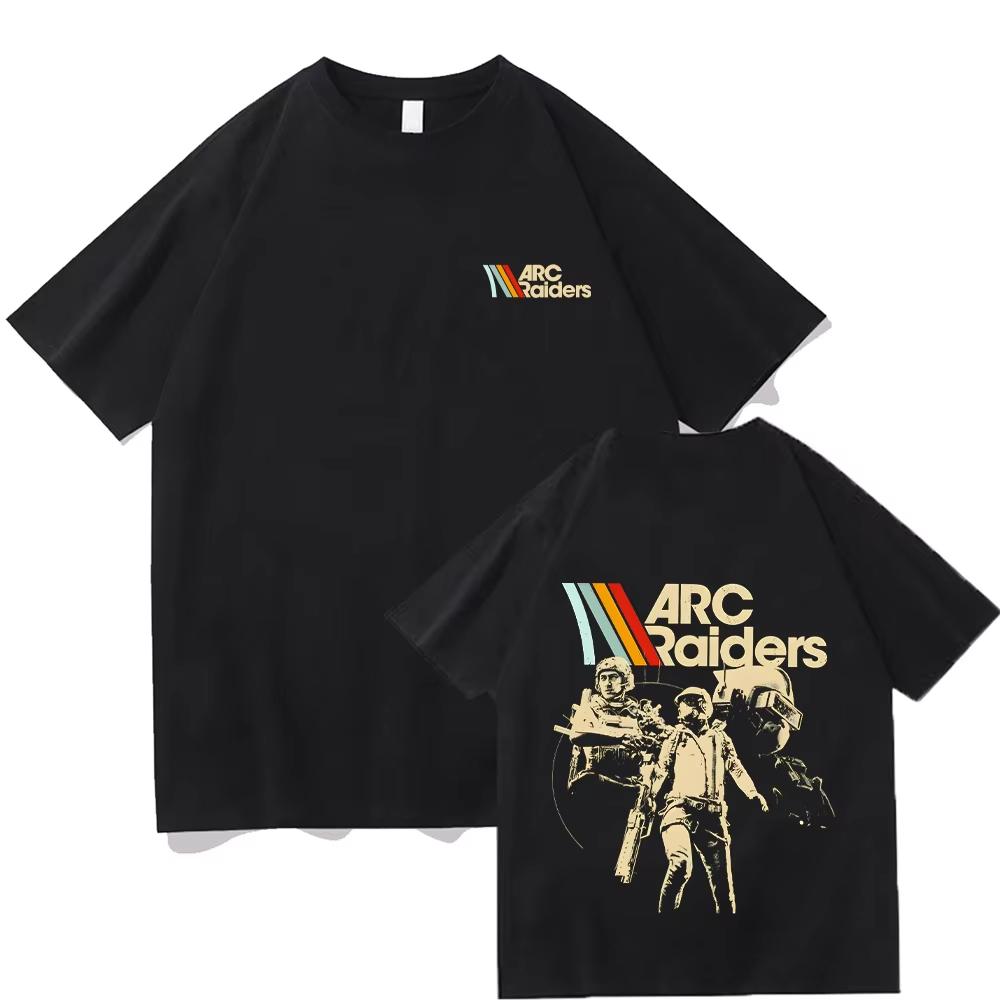 2026 ARC Raiders Striped T Shirts ARC Hot Game Survival Evolved Tees Gifts for Gamer Cotton Tshirts Unisex Vintage Game Lovers