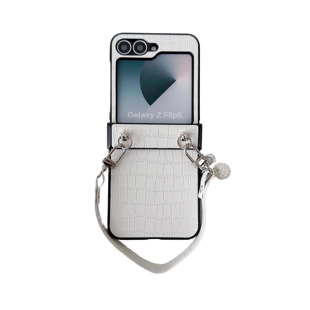 PU-Leder Alligator Muster Handschlaufe Handyhülle für Samsung Galaxy Z Flip 7 6 5 4 3 5G Schutz Stoßfeste Hülle