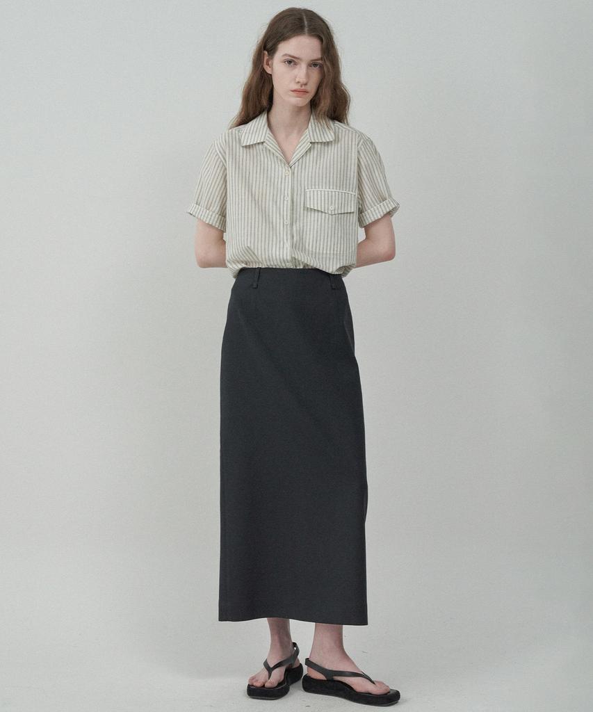MOTT Essential Slit Long Skirt - Dark Gray