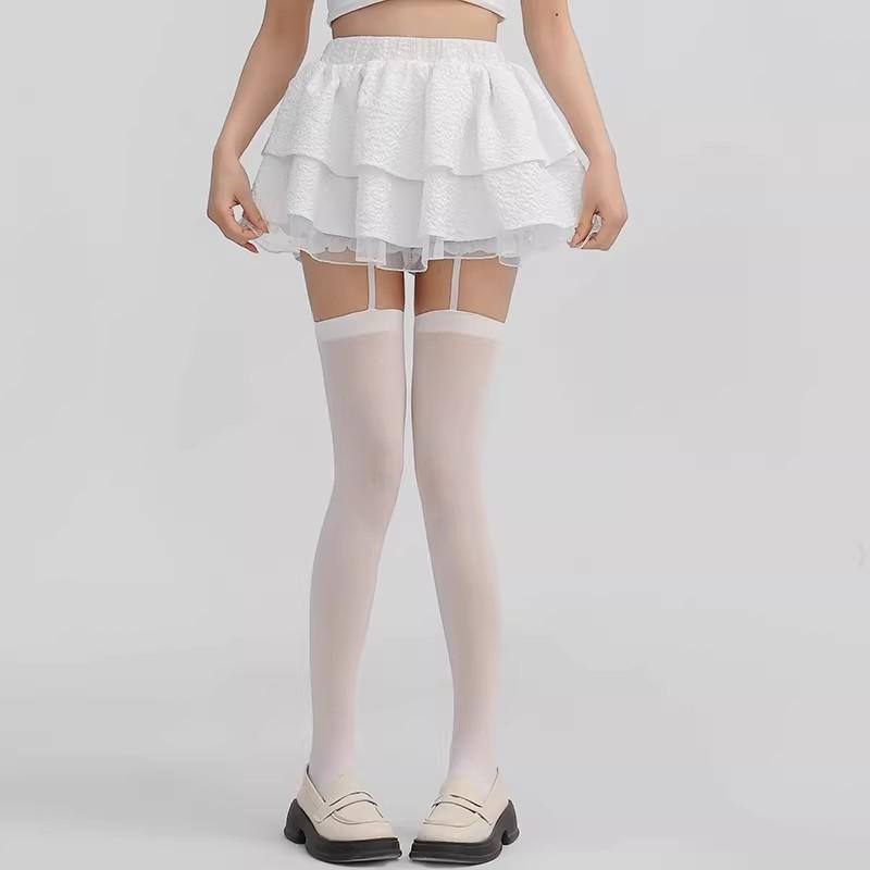 2026 Personality Metal Cross Tights for Women Suspender Socks Thin Thigh High Lolita Anime Cosplay Gothic Over Knee Stockings
