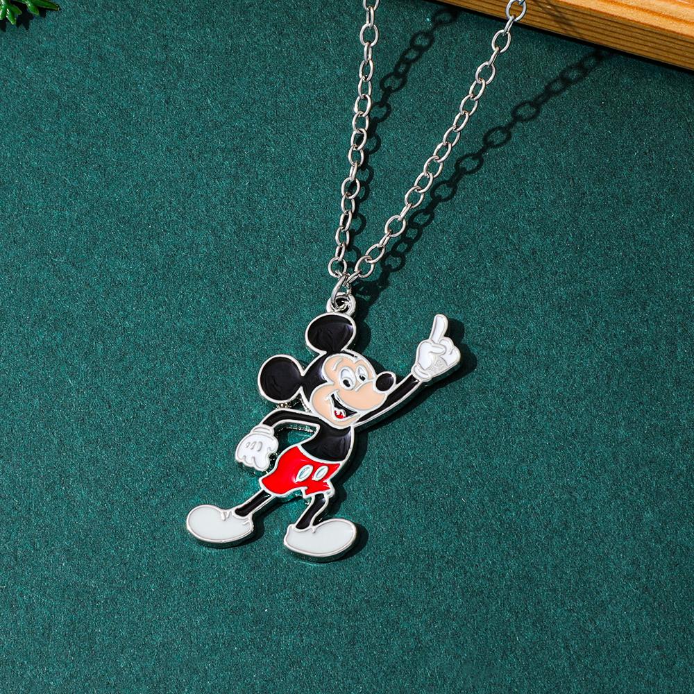 Minimalist Disney Jewelry - Mickey Mouse Enamel Charm Necklace for Daily Wear
