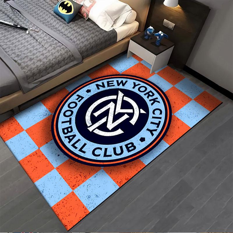 NYCFC Logo Checkered Carpet suitable as a non-slip mat for the living room or bedroom sofa